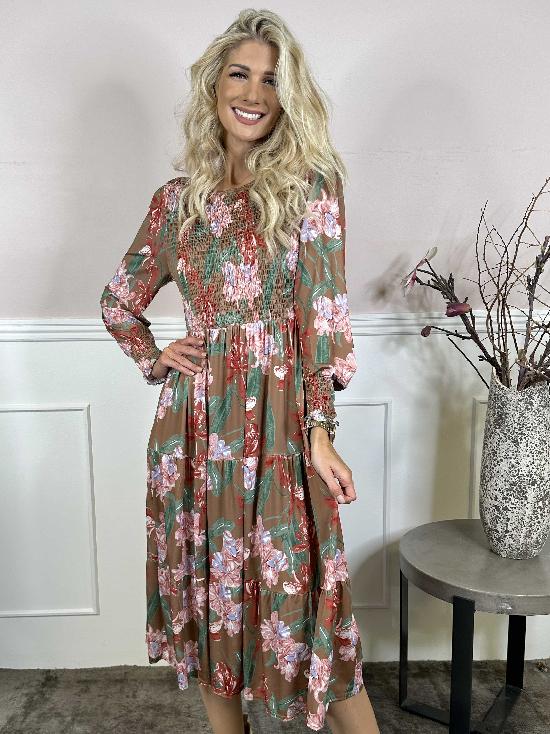 Kelly Flower Dress - Elastisk klänning med smock över bröstet